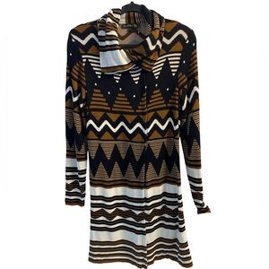 Jane & John Long Sleeve Cardigan Sweater Patterned Geometric Duster Size S